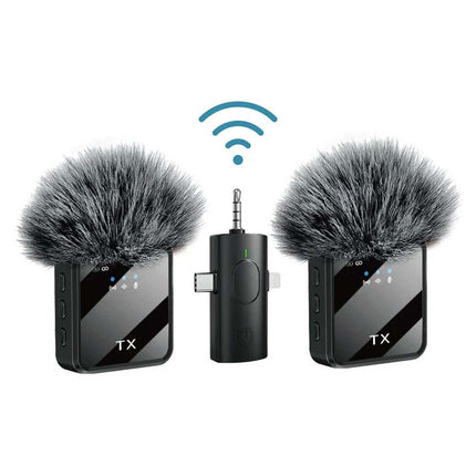 Dual Wireless Lavalier Microphone Plug Play Lapel Mic for iPhone Android