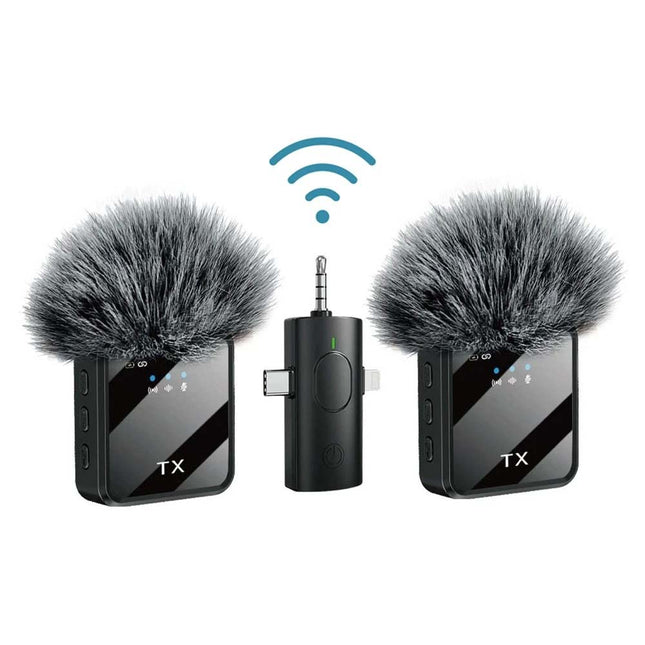 Dual Wireless Lavalier Microphone Plug Play Lapel Mic for iPhone Android