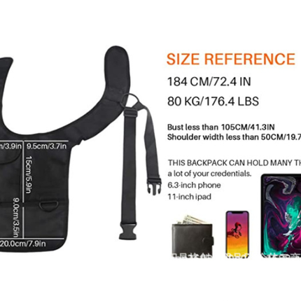 Anti-Pry Hidden Underarm Bag, Leather Organizer Case for Tablet & Card
