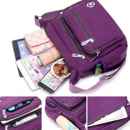 Canvas Messenger Bag Women Multi Pockets Cross Body Shoulder Handbag