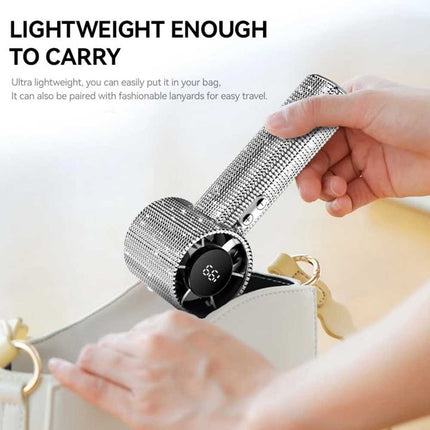 S5 Full White Diamond Handheld LED Turbo Fan 199 Gears Mini Personal Fan
