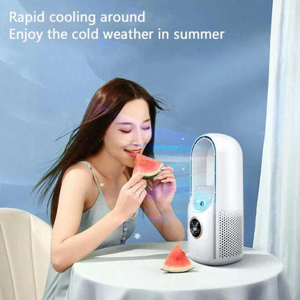 Portable Leafless Electric Fan 6 Speed Silent Timer Air Cooler Conditioner