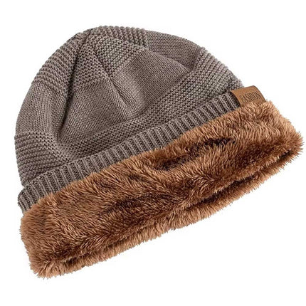 Unisex Winter Slouchy Beanie Fur Lined Warm Knitted Cap Men Women