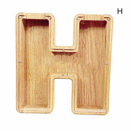 Wooden Piggy Bank, Funny Letter Coin Money Box for Kids & Adults Gift