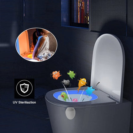 16 Colors USB Toilet Bowl Night Light with UV & Motion Sensor, Waterproof