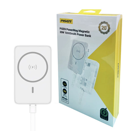 PISEN Magnetic Wireless Power Bank 10000mAh 30W, PD QC3.0 Super Fast Charge