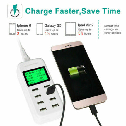 8 Port USB Charging Station Hub Multi Dock Phone Charger Power Adapter