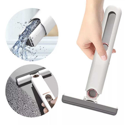 Portable Desktop Glass Cleaner Squeeze Sponge Mop No Hand Washing