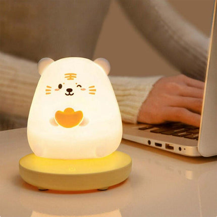 LED Animal Night Light Silicone Rechargeable Bedside Lamp for Gift