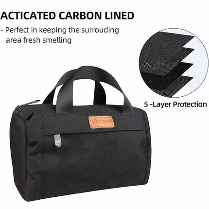 Large Black Smell Proof Pouch, Carbon Lined Odor Proof Stash Bag