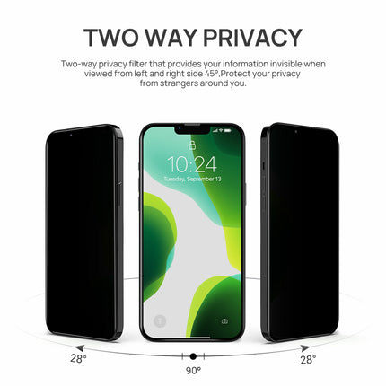 For iPhone 16/15/14/13/12/11 Pro Max/XR, Privacy Tempered Glass Protector