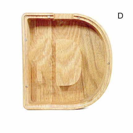 Wooden Piggy Bank, Funny Letter Coin Money Box for Kids & Adults Gift