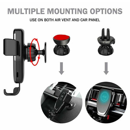15W Wireless Car Charger Holder, Gravity Air Vent Mount, Fast Charging
