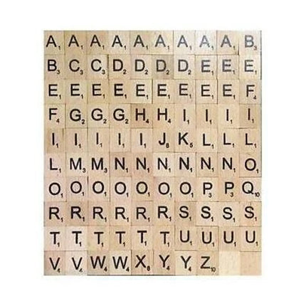 100 Wooden Craft Tiles with Black Letters & Numbers for DIY Projects