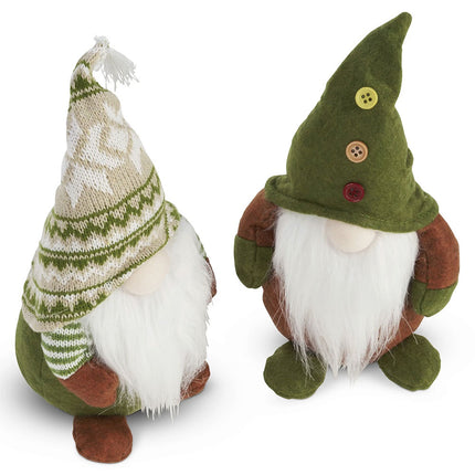 Christmas Gonks Set of 2, Fluffy Bearded Festive Gnome Table Decor