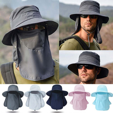 Outdoor Sun UV Protection Fishing Cap Neck Face Flap Hat Wide Brim Summer