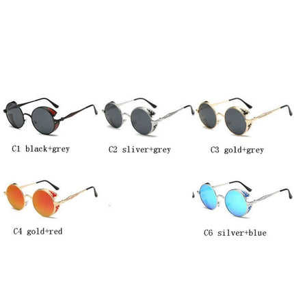 Men Women Steampunk Round Polarized Sunglasses UV400 for Driving Retro