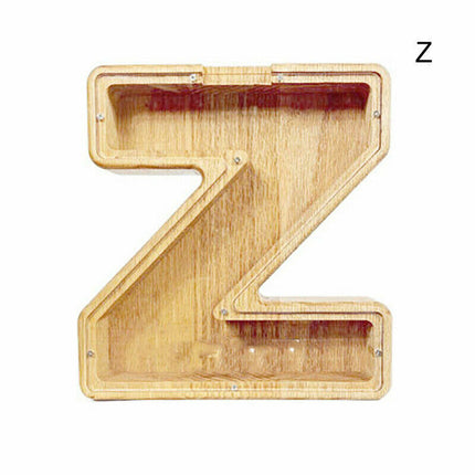 Wooden Piggy Bank, Funny Letter Coin Money Box for Kids & Adults Gift