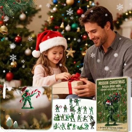 24 Day Christmas Countdown Advent Calendar Green Army Men Toy Gift