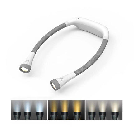 2000mAh USB Rechargeable LED Neck Reading Light, Hands-Free Bed Lamp