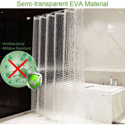 Waterproof EVA Bath Curtain 180x200cm, Mildew Resistant Shower Curtain