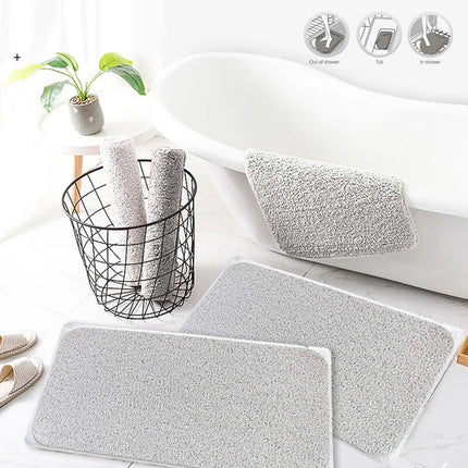 2X Anti Slip Loofah Shower Rug, Non Slip Bathroom Mat Carpet Water Drains