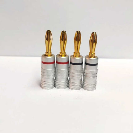 Professional Banana Plugs 8 Pack 24K Gold Plated HiFi Red Black
