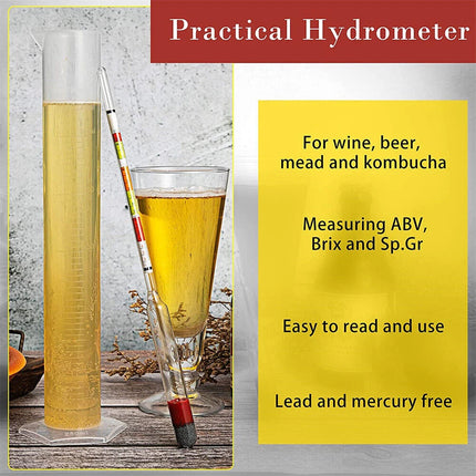 Home Brew Wine Hydrometer Set – Triple Scale Alcohol Tester & Test Jar