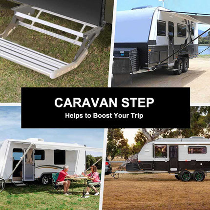12V Electric Aluminium Caravan Step, Single Pull Out Folding RV Step