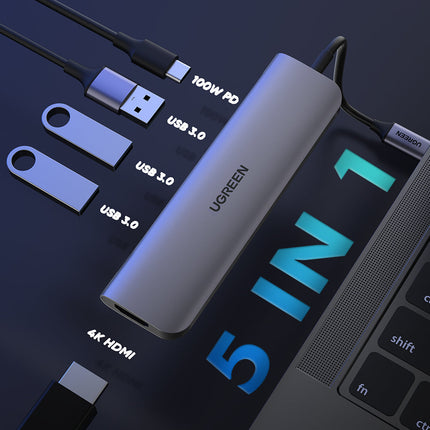 5-in-1 USB-C Multiport Adapter with HDMI, 3 USB 3.0 & PD