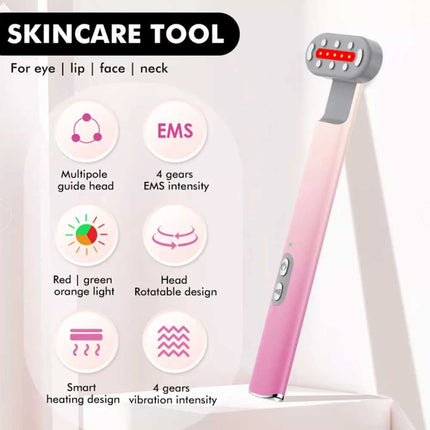 4-in-1 LED Facial Wand Red Light Therapy Massage for Skin Care Anti-Aging