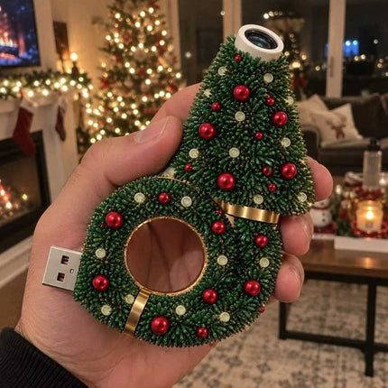 Christmas Santa Tree Projection Lamp, USB Holiday Night Light Decor