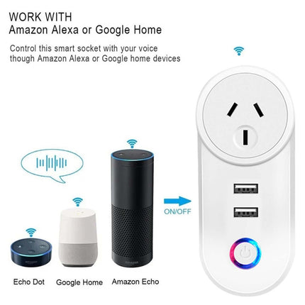 Smart Home WiFi Dual Socket Switch Adaptor, Works with Alexa & Google