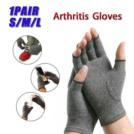 Arthritis Compression Gloves Pair Fingerless Half Finger Hand Support