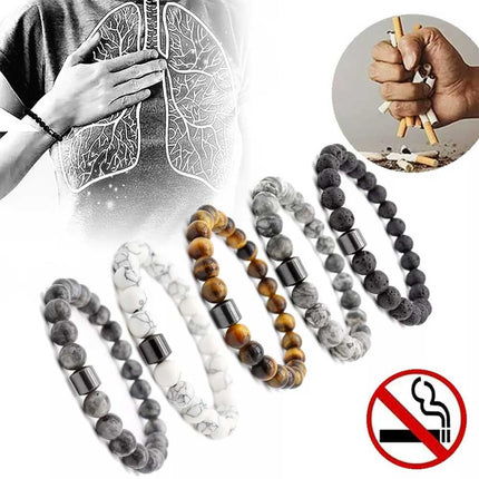 Magnetic Anti Smoke Bracelet 8MM Triple Protection Cessation Therapy Gift