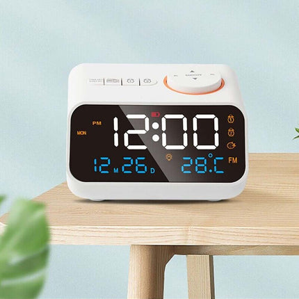 LED Digital Alarm Clock with Calendar, Temperature, FM Radio & Snooze