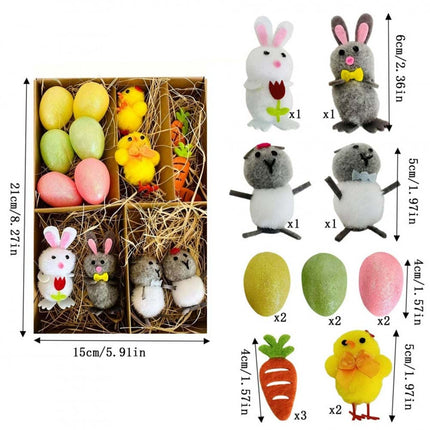Carrot Egg Bunny Chick Easter Decoration Set, Plastic & Felt Party Items
