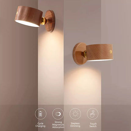 USB Rechargeable Wall Mounted LED Touch Light Dimmable Bedside Desk Lamp