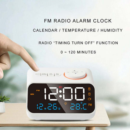 LED Digital Alarm Clock with Calendar, Temperature, FM Radio & Snooze