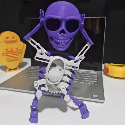 3D Dancing Skeleton Toy, Clockwork Spring Self-Moving Swinging Bobblehead