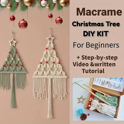 2Pcs Knitted Christmas Tree DIY Kit Wall Hanging Festive Gift Decor