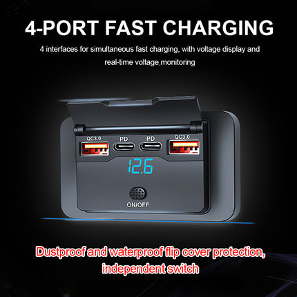 DC 12V-24V PD USB-C Fast Car Charger Socket Power Outlet Panel