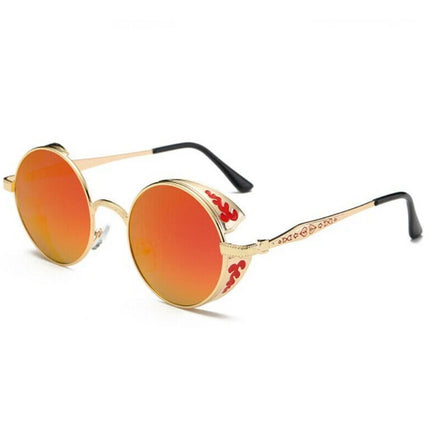 Men Women Steampunk Round Polarized Sunglasses UV400 for Driving Retro
