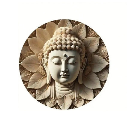 Wooden Buddha Head Round Wall Plaque Hanging Decor Indoor Outdoor 20cm