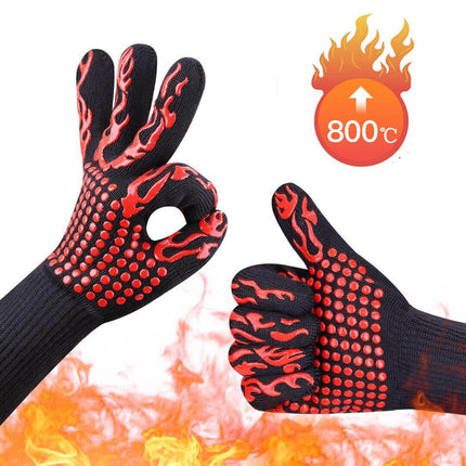 2x 1472°F Heat Resistant Oven Gloves 35cm BBQ Silicone Kitchen Mitts