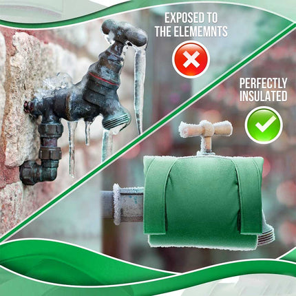 2x Green Insulated Outside Tap Cover Winter Frost Protector Garden