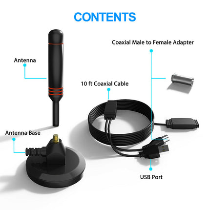 Indoor Outdoor Digital TV Antenna 300 Mile Range, HDTV Amplifier Signal Booster