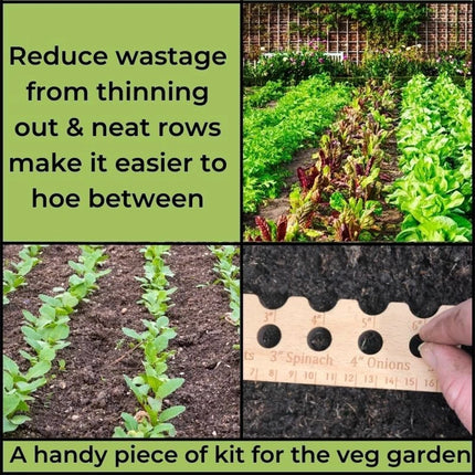 Wooden Garden Planting Ruler, Seed Spacer Line Tool for Sowing Vegetables
