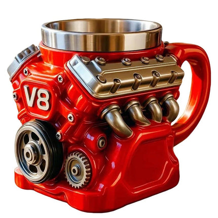Retro V8 Engine Stainless Steel Insulated Car Mug Gift for Men
