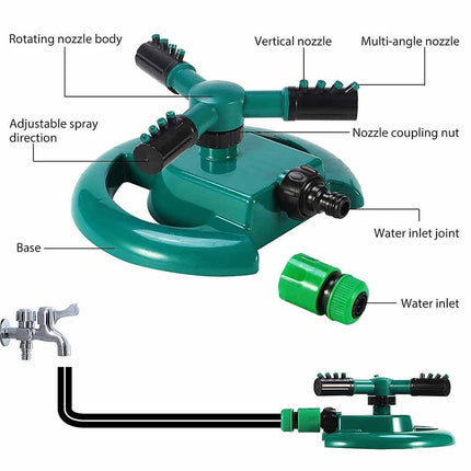 360° Automatic Rotating Garden Sprinkler Fork Spray Head Watering Tool